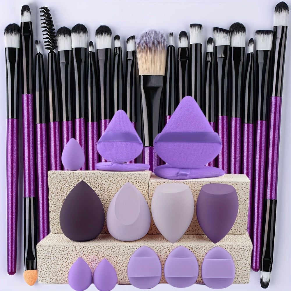 20/34pcs Makeup Brush Set and 8pcs Mini Makeup Brush Professional Soft Synthetic Powder Foundation Eyeshadow Makeup Brush Cosmetics Suitable for Beginners