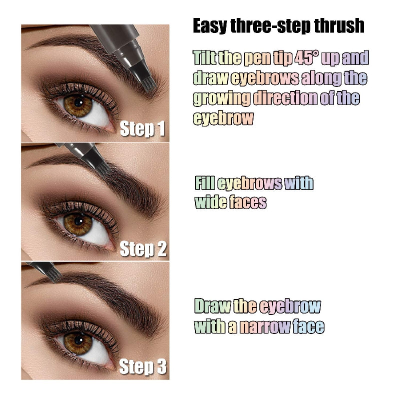 [Waterproof Eyebrow Pen] 1pc Waterproof Eyebrow Pen | Micro-Fork Tip Applicator for Natural Looking Brows - Effortless Microblading Makeup Pencil