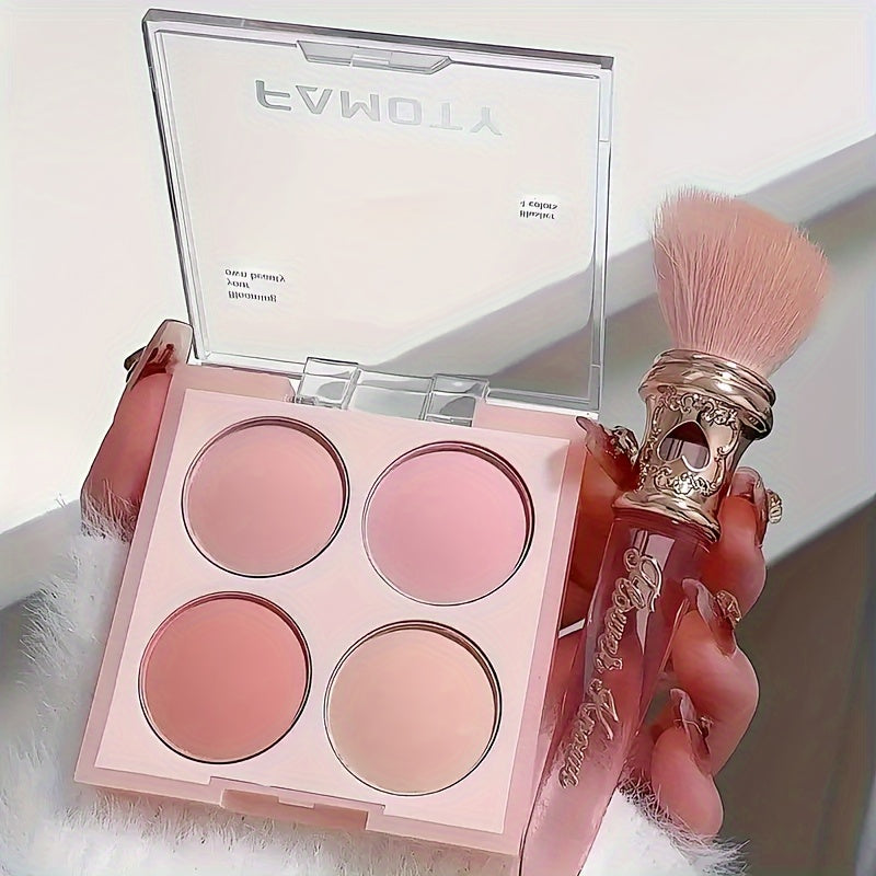 [Gradient Blush Palette] 4-Color Blush Palette - High Quality Lightweight Powder Compact with Soft Gradient Matte & Vibrant Shades, Buildable Coverage, Light Pink to Red Tones, Daily Makeup Essential, Stylish Compacts, Gradie