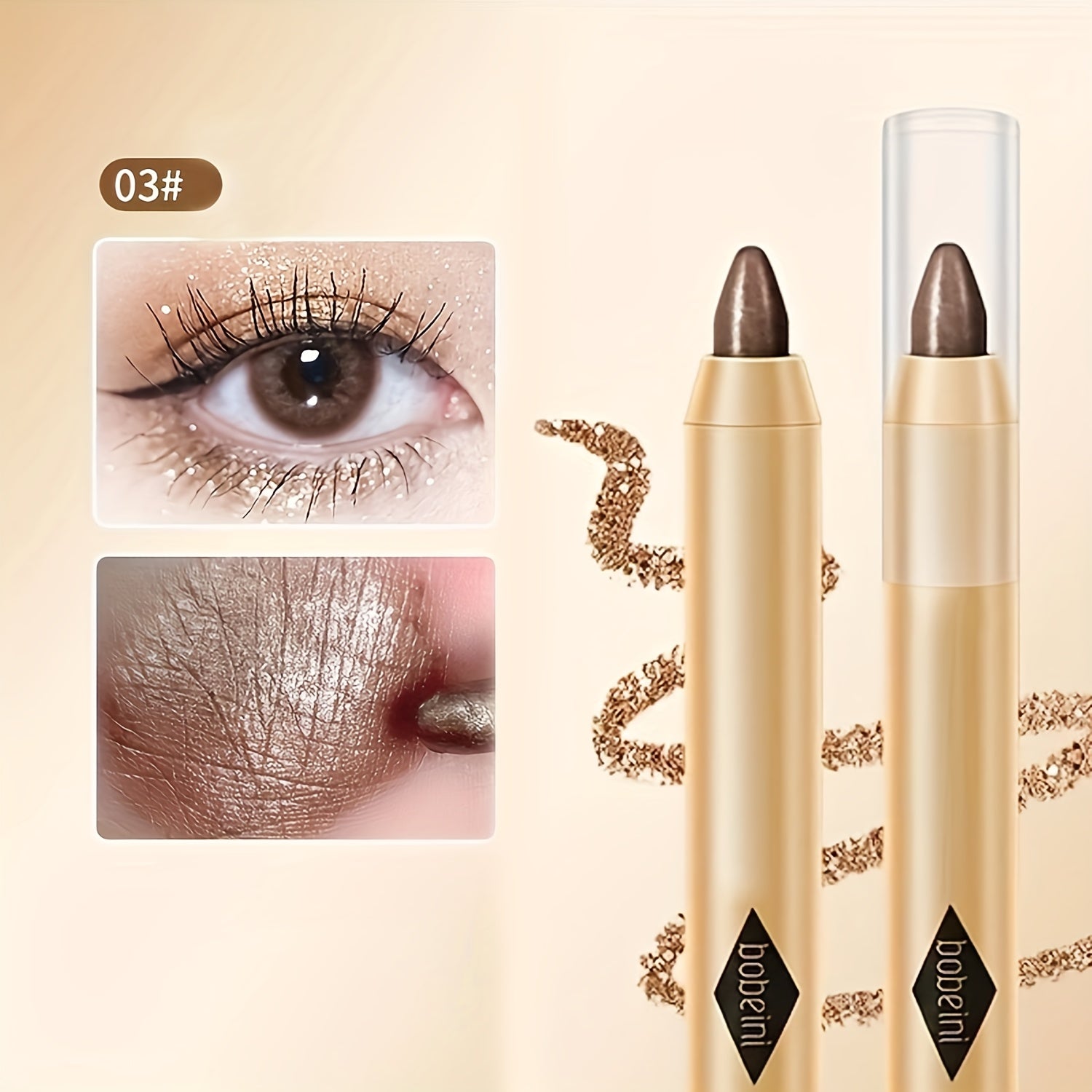 Double-Headed Shimmer Eyeshadow Stick - Glitter Highlighter, Contouring, Brightening, Lazy Makeup - Plant Squalane Formula, Moisturizing, Long-Lasting, Easy to Use