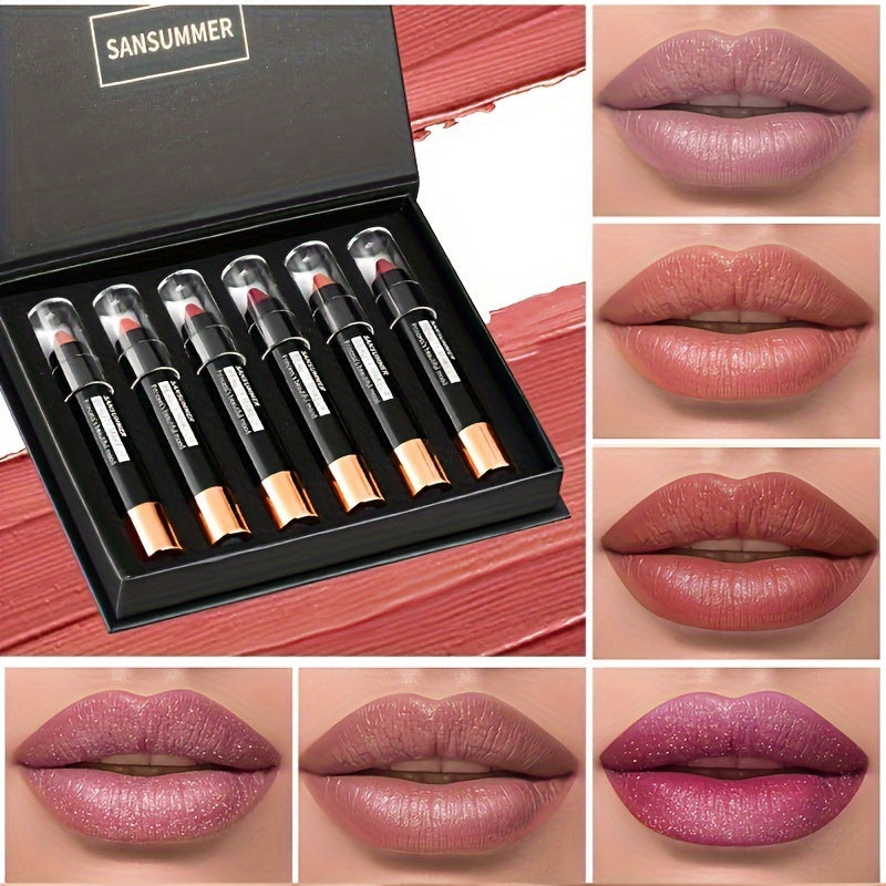 SANSUMMER 8 Color Crayon Lipstick, Moisturizing Lipstick Long Lasting, Waterproof, Smooth, Rich Effect, Professional Makeup For Adult Valentine's Day Gifts