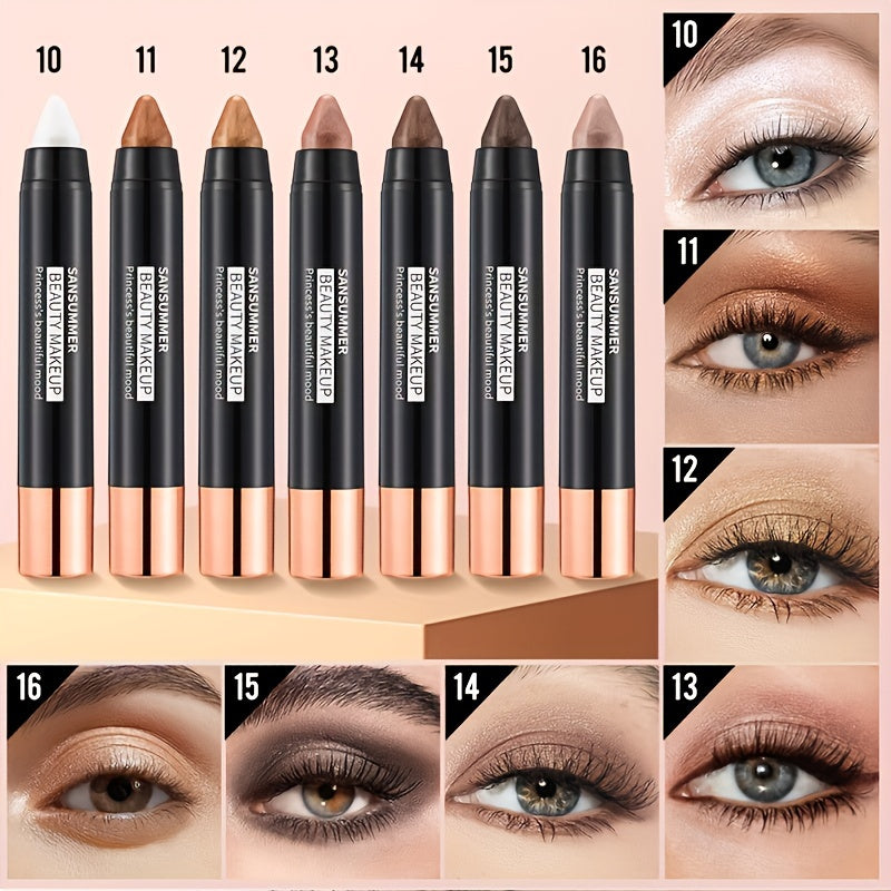 7-color waterproof eye shadow stick, pearlescent matte treatment, to create a natural and lasting eye makeup lasting flash eye shadow stick, easy to create daily makeup.Ladies' Gift.