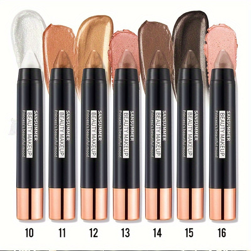 7-color waterproof eye shadow stick, pearlescent matte treatment, to create a natural and lasting eye makeup lasting flash eye shadow stick, easy to create daily makeup.Ladies' Gift.