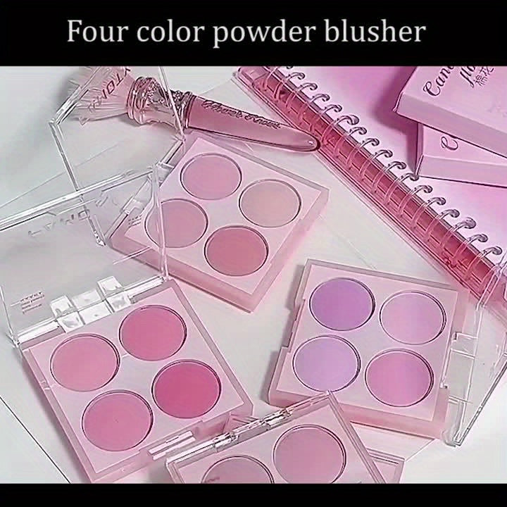 [Gradient Blush Palette] 4-Color Blush Palette - High Quality Lightweight Powder Compact with Soft Gradient Matte & Vibrant Shades, Buildable Coverage, Light Pink to Red Tones, Daily Makeup Essential, Stylish Compacts, Gradie