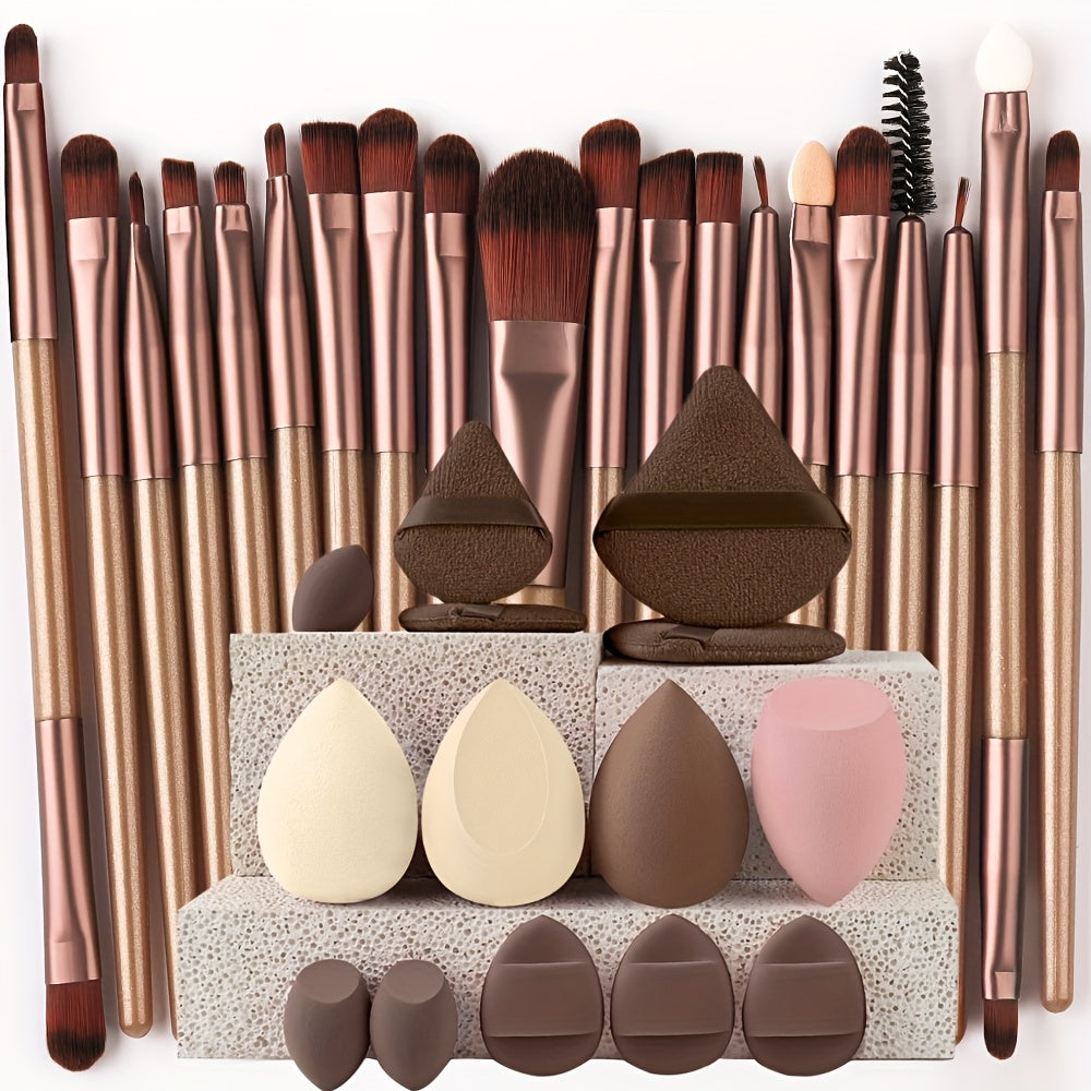 20/34pcs Makeup Brush Set and 8pcs Mini Makeup Brush Professional Soft Synthetic Powder Foundation Eyeshadow Makeup Brush Cosmetics Suitable for Beginners