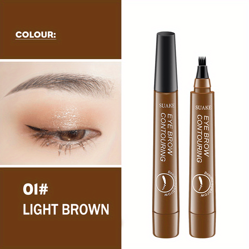 [Waterproof Eyebrow Pen] 1pc Waterproof Eyebrow Pen | Micro-Fork Tip Applicator for Natural Looking Brows - Effortless Microblading Makeup Pencil