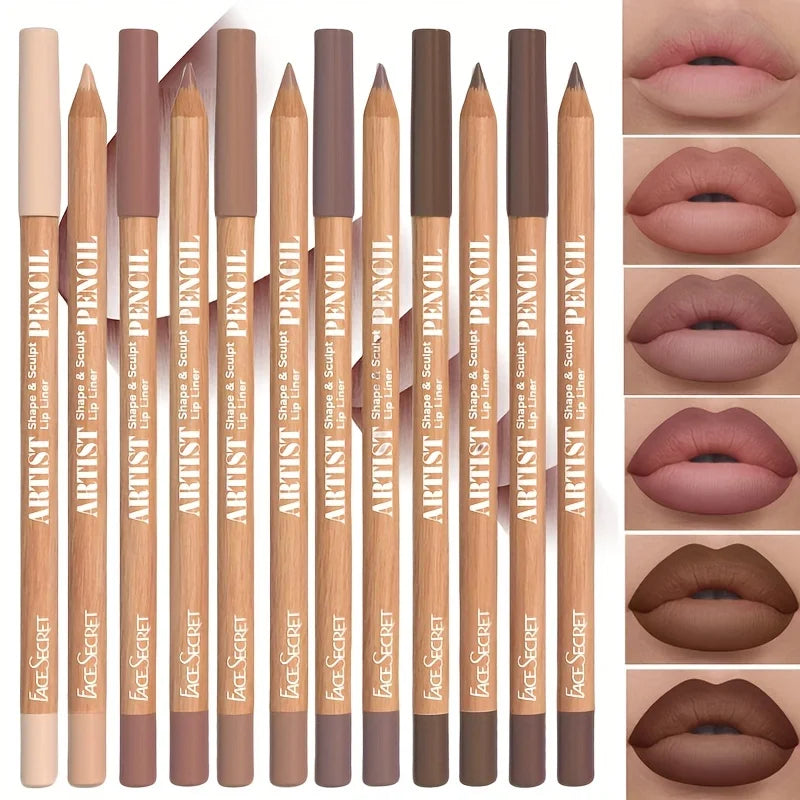 6pcs Velvet Matte Lip Liner Set - Long-Lasting Versatile Shades Longlasting Lip Makeup Berry, Brown, Pink Lip Pencil