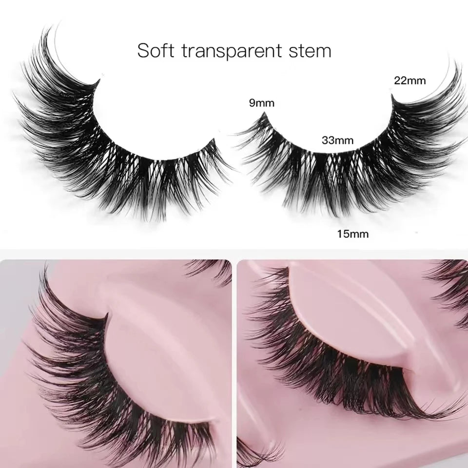 High Quality Makeup 5 Pairs Cat False eyelashes with transparent stems