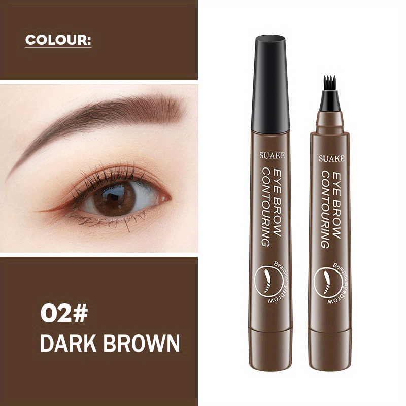 [Waterproof Eyebrow Pen] 1pc Waterproof Eyebrow Pen | Micro-Fork Tip Applicator for Natural Looking Brows - Effortless Microblading Makeup Pencil