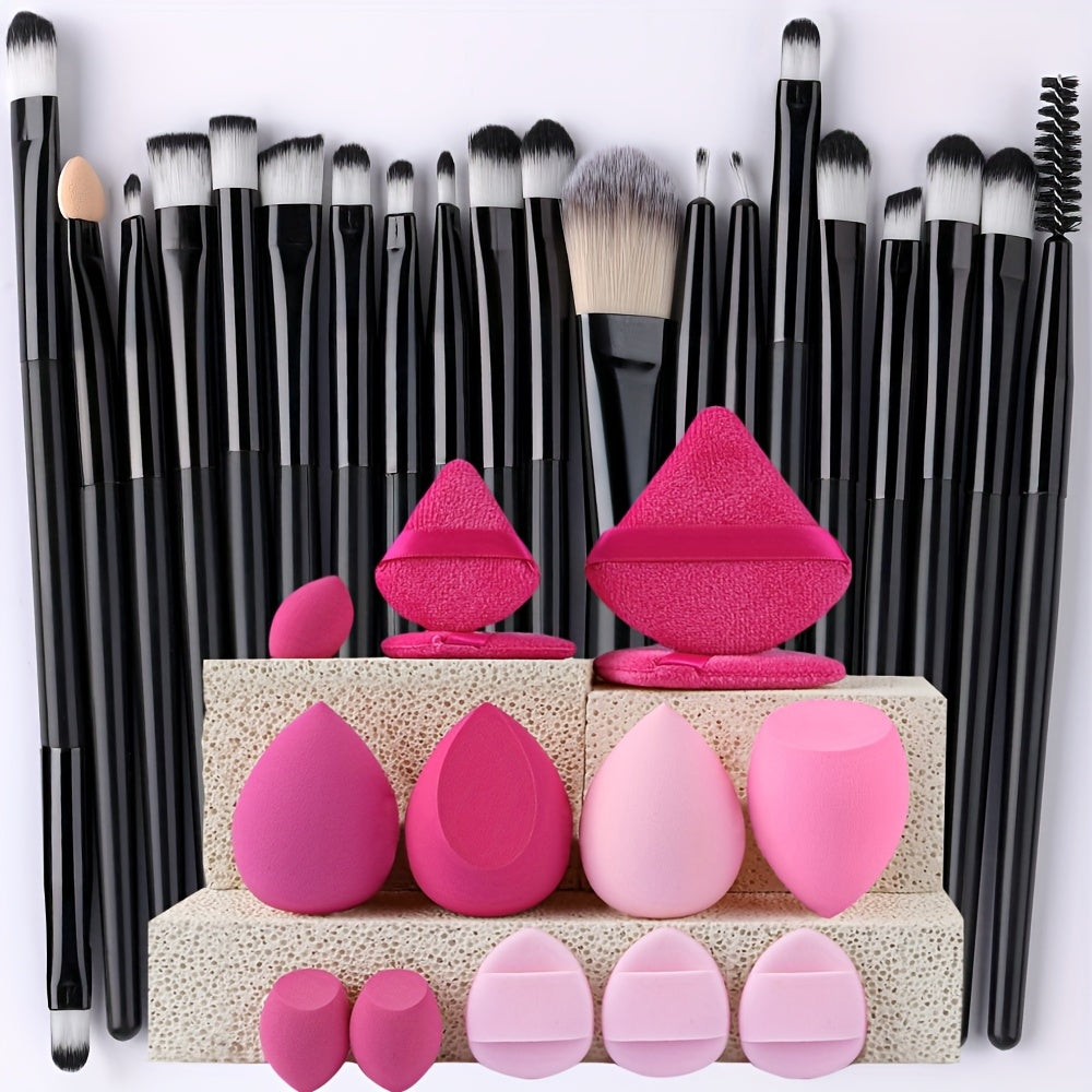 20/34pcs Makeup Brush Set and 8pcs Mini Makeup Brush Professional Soft Synthetic Powder Foundation Eyeshadow Makeup Brush Cosmetics Suitable for Beginners